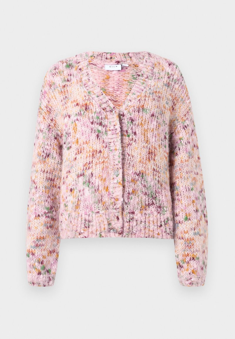 Cardigan Femme En Tricot à Col V - Gris Moyen Mélange - Élégant, Confortable, Automne