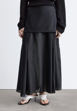 & OTHER STORIES, & OTHER STORIES SHEER APRON MIDI SKIRT - Falda larga - black