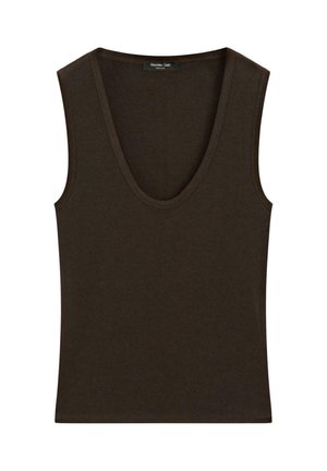 Massimo Dutti, SLEEVELESS V-NECK TOP - Top - mottled dark brown