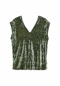SEQUIN V-NECK SLEEVELESS - REGULAR FIT - Top - green