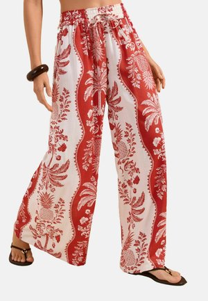 Friends Like These, PETITE FIT - SHIRRED WAIST PALAZZO LINEN TROUSERS  . - Trousers - cream