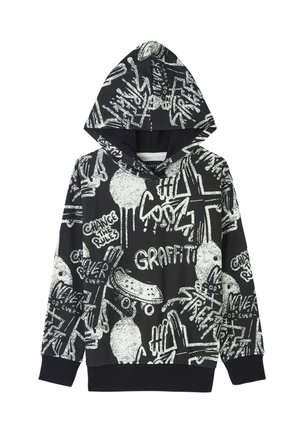 CON STAMPA GRAFFITI - Felpa con cappuccio - nero