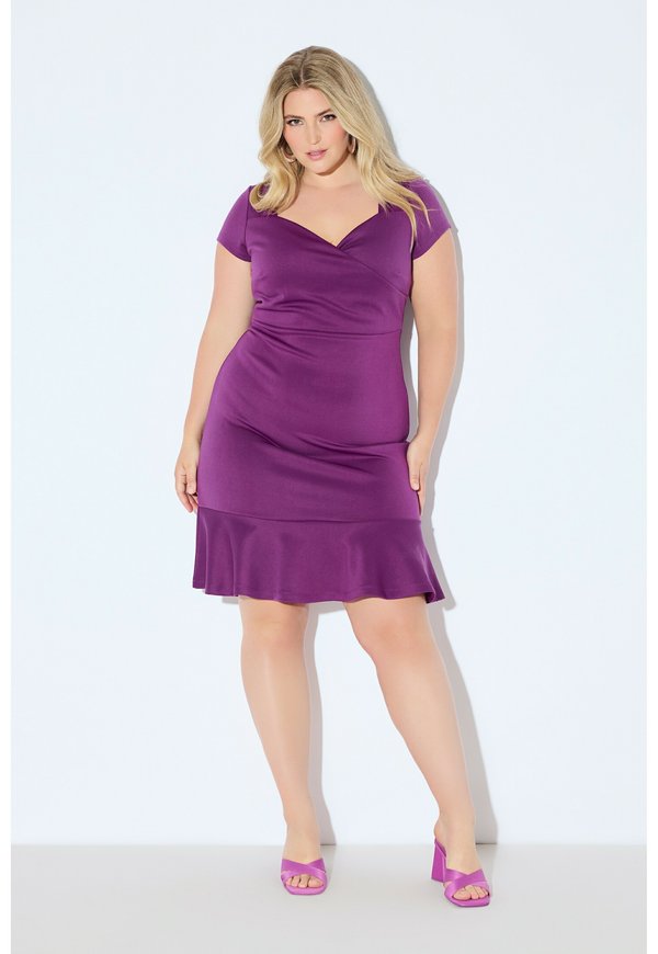 CAP SLEEVE  - Strickkleid - berry