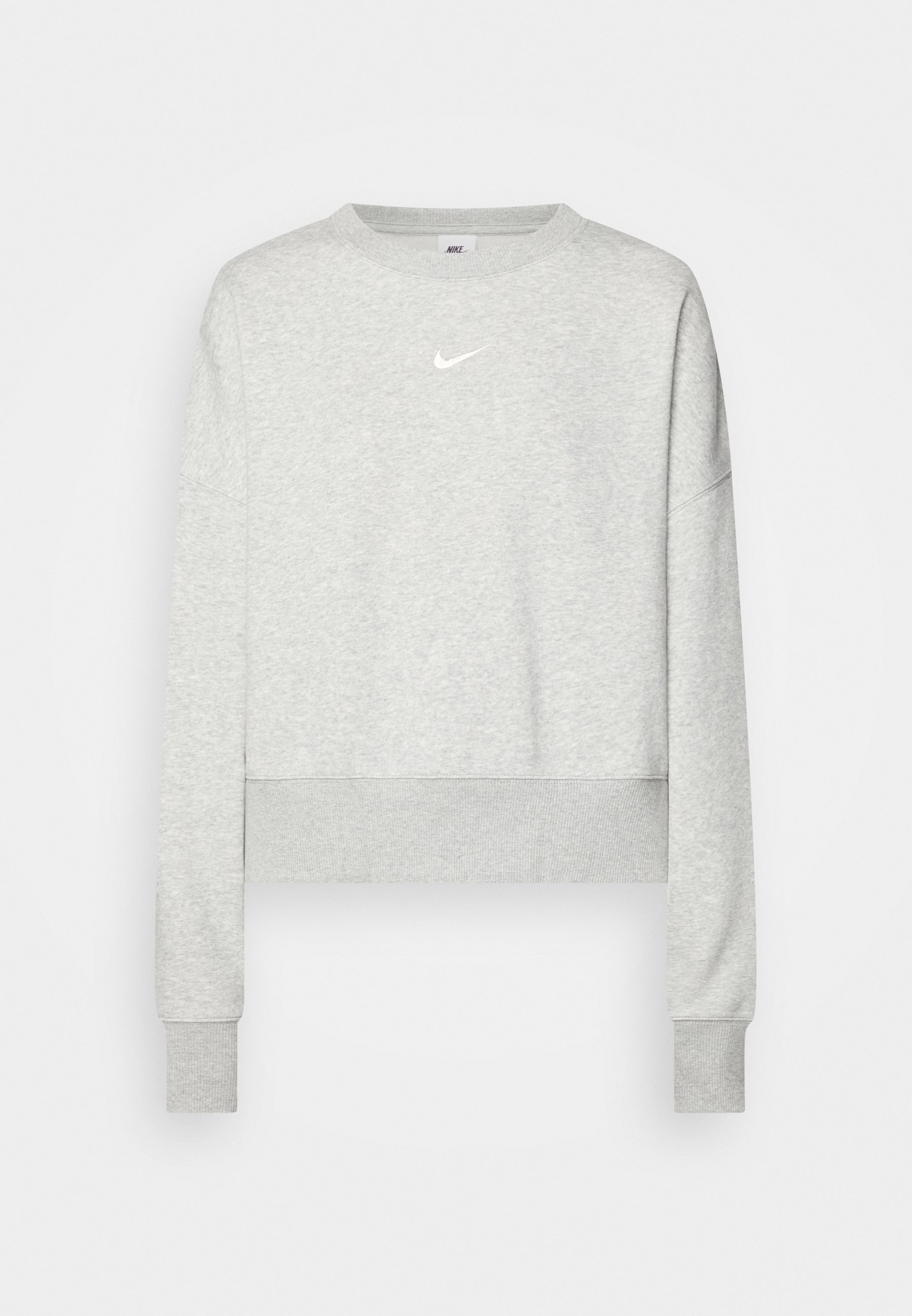 nike mini swoosh oversized cropped sweatshirt in gray