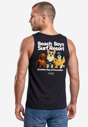 Neverless, TANKTOP HERREN MIT GRAFIK-PRINT - DESIGN BEACH DOGS - - Top - slim-fit schwarz