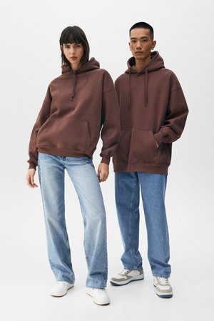 OVERSIZE - Felpa con cappuccio - brown