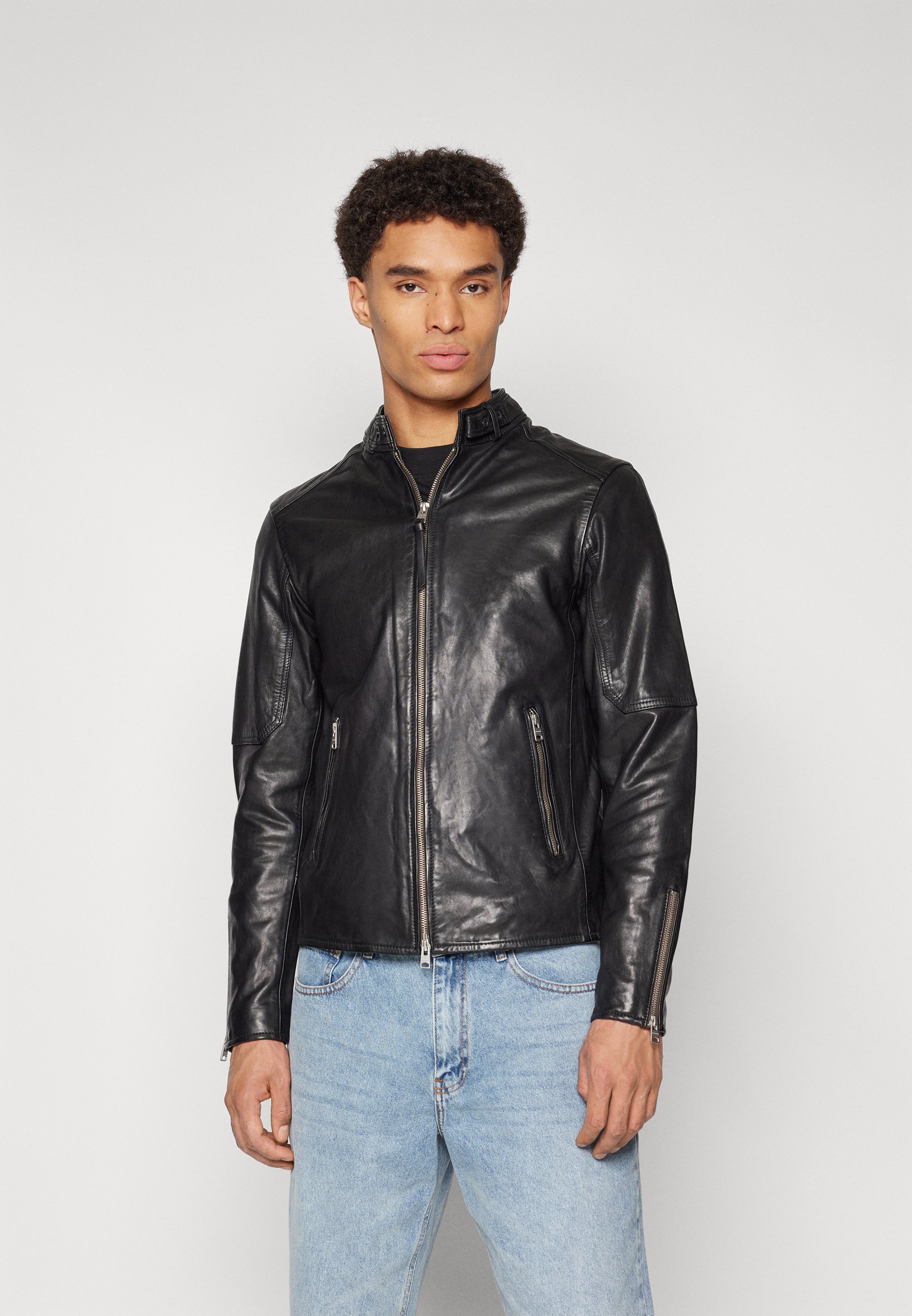 AllSaints CORA JACKET - Lederjacke - jet black/schwarz - Zalando.de