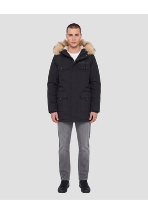 Schott, PARKA À CAPUCHE AVEC FAUSSE FOURRURE AMOVIBLE - Manteau d'hiver - bleu