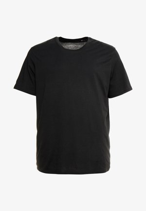 Schwarzes Kurzarm-T-Shirt aus weichem Stoff, mit Rundhalsausschnitt und geradem Schnitt, ohne sichtbare Muster oder Grafiken.