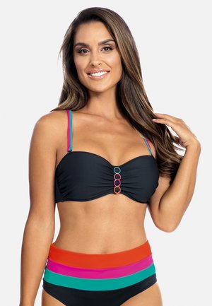 Feba Swimwear Góra od bikini - black with mulitcolour details