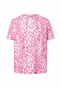 Korte mouwen t-shirt in het wit met een roze luipaardprint. Gemaakt van katoen, met een ronde hals en een relaxte pasvorm. Zorgt voor een zachte textuur.