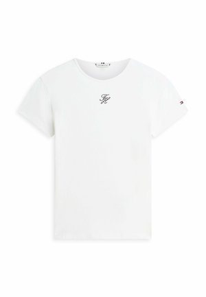Tommy Hilfiger, TEXTURED LOGO SLIM - T-shirts basic - ecru