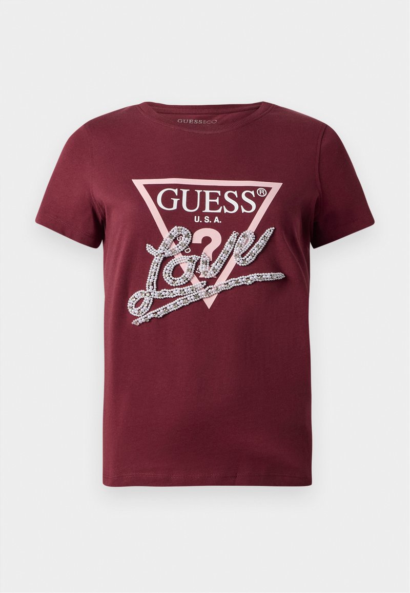Guess T-shirt print donkerrood
