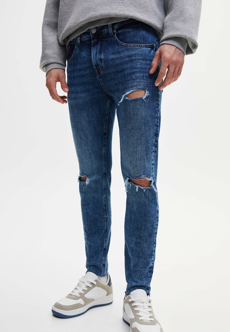 PULL&BEAR PREMIUM RIPPED Jeans Slim Fit bluegrey/blaugrau Zalando.ch