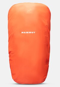 Mammut ryggsäcksskydd i klar orange, tillverkat av hållbart material, med en slät yta och varumärket i vitt längst ner.