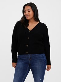 Vero Moda Curve - VMLEA V NECK CUFF CARDIGAN - Cardigan - black Immagine in miniatura 1