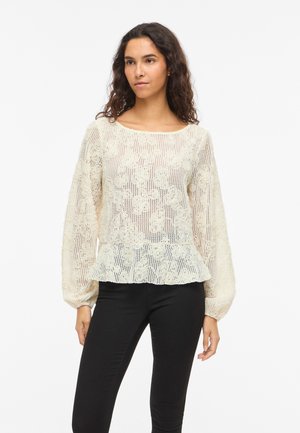 VILA VIROCANA BOATNECK - Bluză cu mânecă lungă - birch