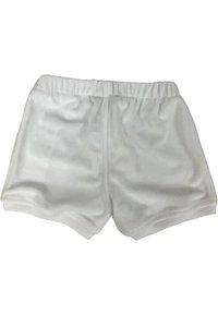 Pantaloni sportivi bianchi realizzati in tessuto liscio, con vita elastica e polsini a costine, dal design semplice e senza ulteriori motivi.