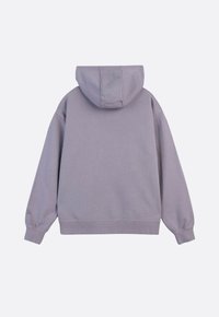 Bluza z kapturem w jasnoszarym kolorze, charakteryzująca się luźnym krojem, ściągaczami przy mankietach i u dołu. Miękka tekstura bez widocznych wzorów czy akcentów.