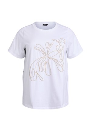 MIT SCHNÜRDETAILS - Print T-shirt - white st pearls