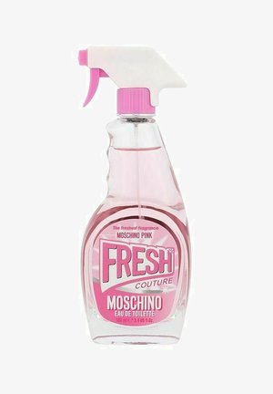 Moschino Pink Eau de Toilette i en klar sprayflaska formad som en rengöringsprodukt. Har en vit munstycke och rosa detaljer. 100 ml storlek.