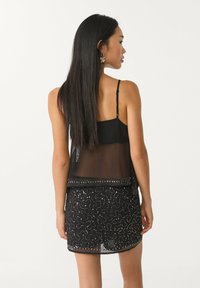 Stradivarius EMBROIDERED - Mini skirt - black