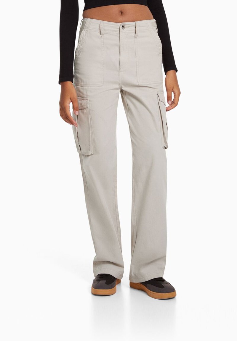 Bershka STRAIGHT FIT Cargo trousers mottled light grey Zalando.ie
