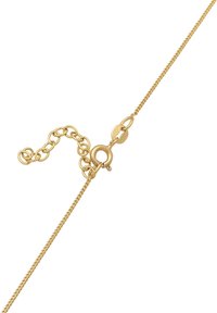 Guldkæde med et glat, tyndt design. Har en rund lås med hummerkrog og en justerbar forlængerkæde til længdejustering.