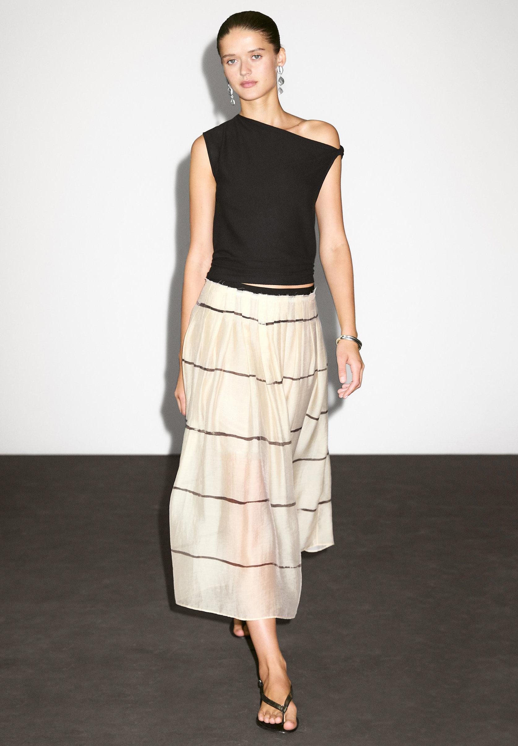 Massimo Dutti OMBRÉ PRINT BOX PLEAT MIDI - Pleated skirt