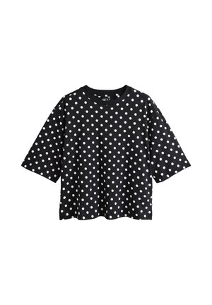 Next, RELAXED BOXY ELBOW LENGTH CREW NECK - T-shirt basique - black white polka dot