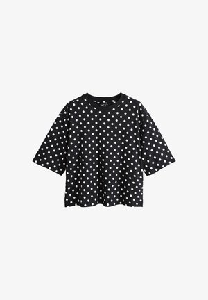 Next, RELAXED BOXY ELBOW LENGTH CREW NECK - Lihtne T-särk - black white polka dot