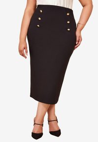Curves Like These BUTTON FRONT SCUBA - Puzdrová sukňa - black