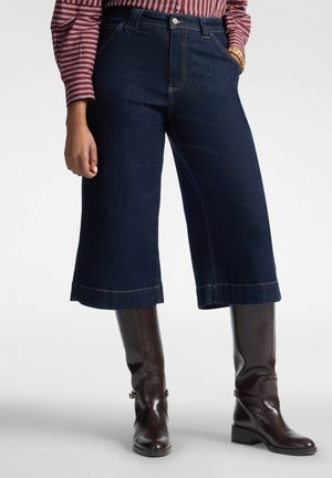 Elena Mirò, JEANS CROPPED WIDE LEG - Denim shorts - blu