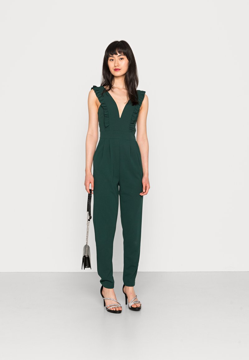 Damen Kleider | WAL G. FRILL SLEEVE PLUNGE Jumpsuit forest green/dunkelgrün - QJ45499 Damen Kleider | WAL G. FRILL SLEEVE PLUNGE Jumpsuit forest green/dunkelgrün - QJ45499
