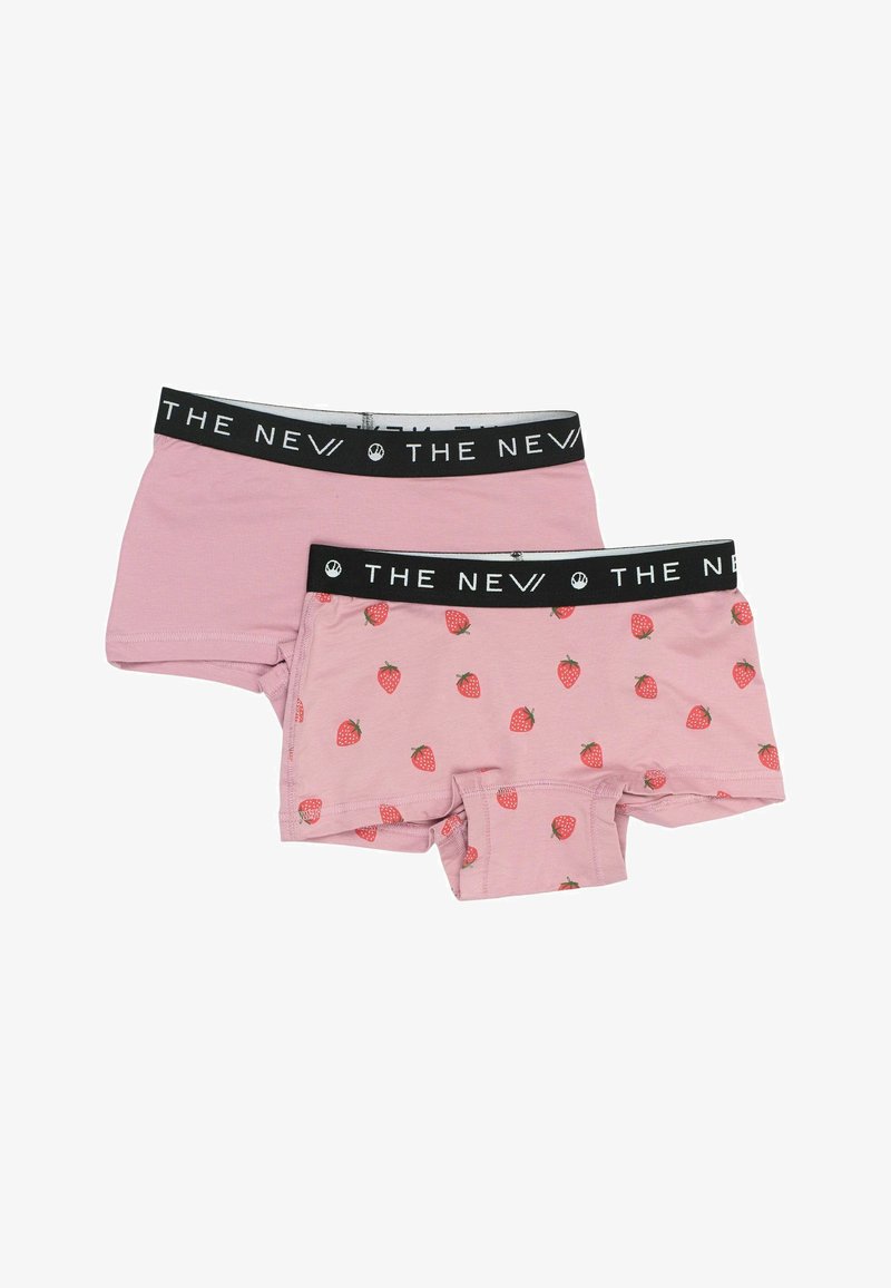 Két pár rózsaszín boxer alsó. Az egyik egyszínű, a másik kisméretű epermintás. Mindkettő fekete rugalmas derékpánttal rendelkezik, rajta a "THE NEW" logóval.