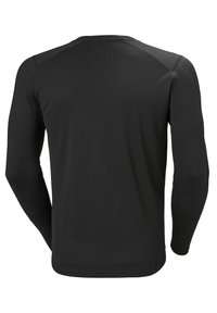 Langsleeve zwart sportshirt van textuurstof, met een ronde hals en raglanmouwen voor vrijer bewegen.