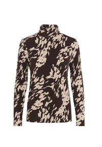 SLHANADI PRINTED ROLLNECK LS - Tops ar garām piedurknēm - chocolate torte leave print