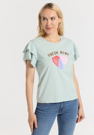 OBST HERZ GRAFIK KURZARM - Print T-shirt - grün