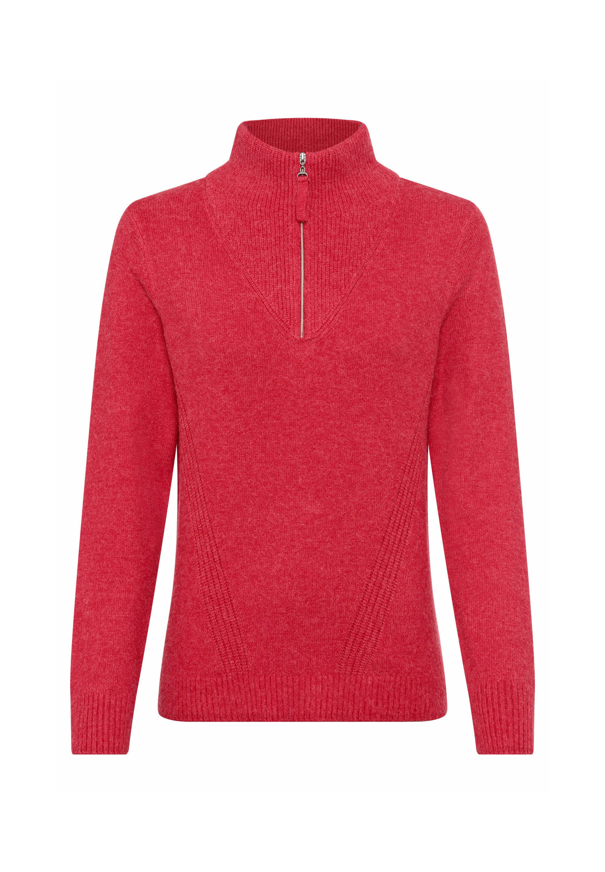 Strick Pullover Roter Crop Pullover Olsen MIT TROYERKRAGEN