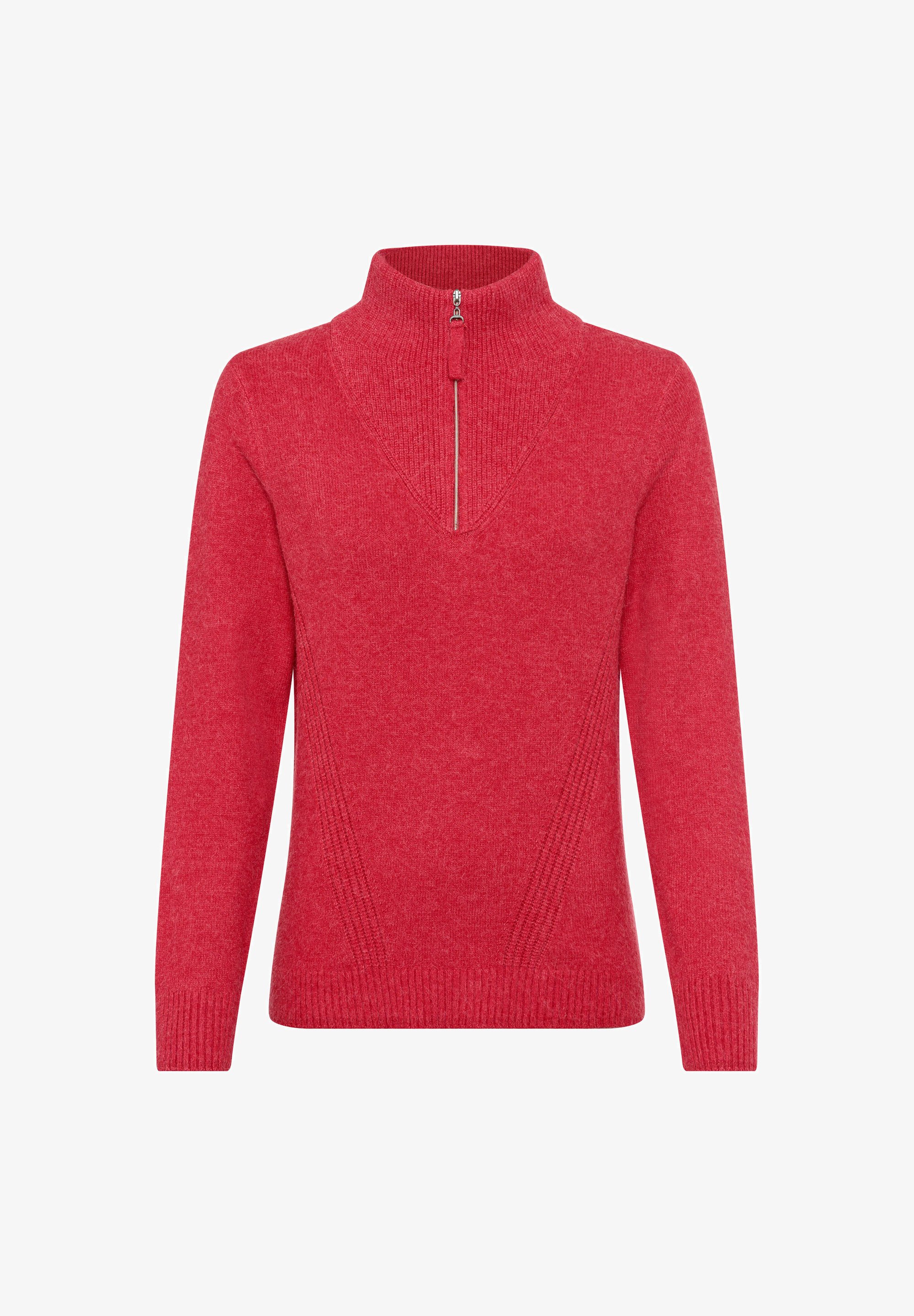 Strick Pullover Roter Crop Pullover Olsen MIT TROYERKRAGEN