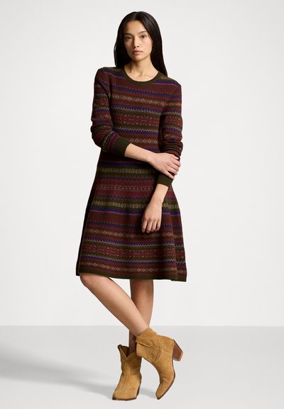 Polo Ralph Lauren FAIR ISLE WOOL BLEND SWEATER DRESS - Obleka/pulover - olive multi