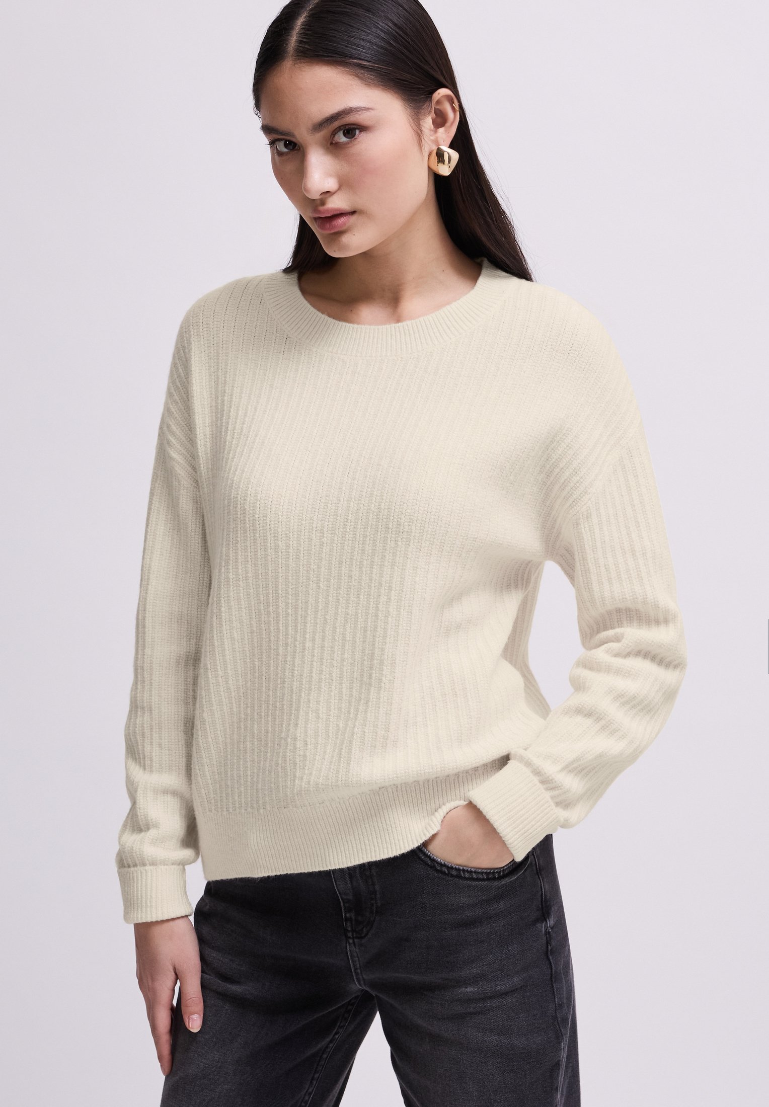 Pull Street One Pour Femme - Noir - Taille 36 - Coton Et Acrylique - Col V Avec Fausse Chemise - Neuf Avec étiquettes