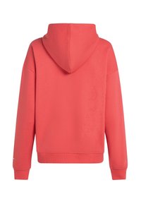 Koralle pink Kapuzenpullover mit lockerer Passform, weicher Textur, gerippten Bündchen und Taillenbund. Verfügt �über einen nahtlosen Rücken und oberen Bereich.