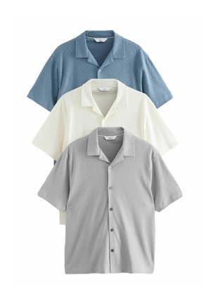 REGULAR FIT - CUBAN COLLAR TEXTURED SHORT SLEEVE 3 PACK - Hemd - blue   ecru   grey