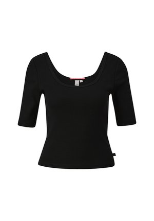 QS MIT TIEFEM RUNDHALSAUSSCHNITT - T-Shirt basic - schwarz