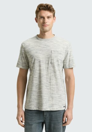 IN MELANGE-OPTIK MIT BRUSTTASCHE - T-shirt print - gardenia white multi inject