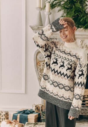 MATCHING FAMILY CHRISTMAS FAIRISLE STAG - Džemperis - black white
