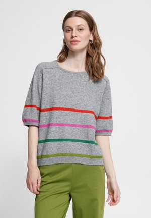 ICHI, IHDASILA SS2 - Základné tričko - grey mlg w multicol stripe