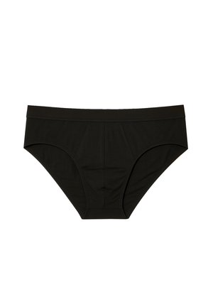 Mustat puuvillaiset alushousut, joissa on sileä pinta, leveä vyötärönauha ja muotoillut saumat tukemaan ja muotoilemaan. 