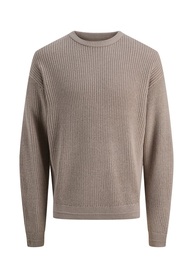 Strickpullover in hellbeige. Rundhalsausschnitt, lange Ärmel, gerippte Bündchen und Saum, strukturiertes Muster. Lässige Passform.